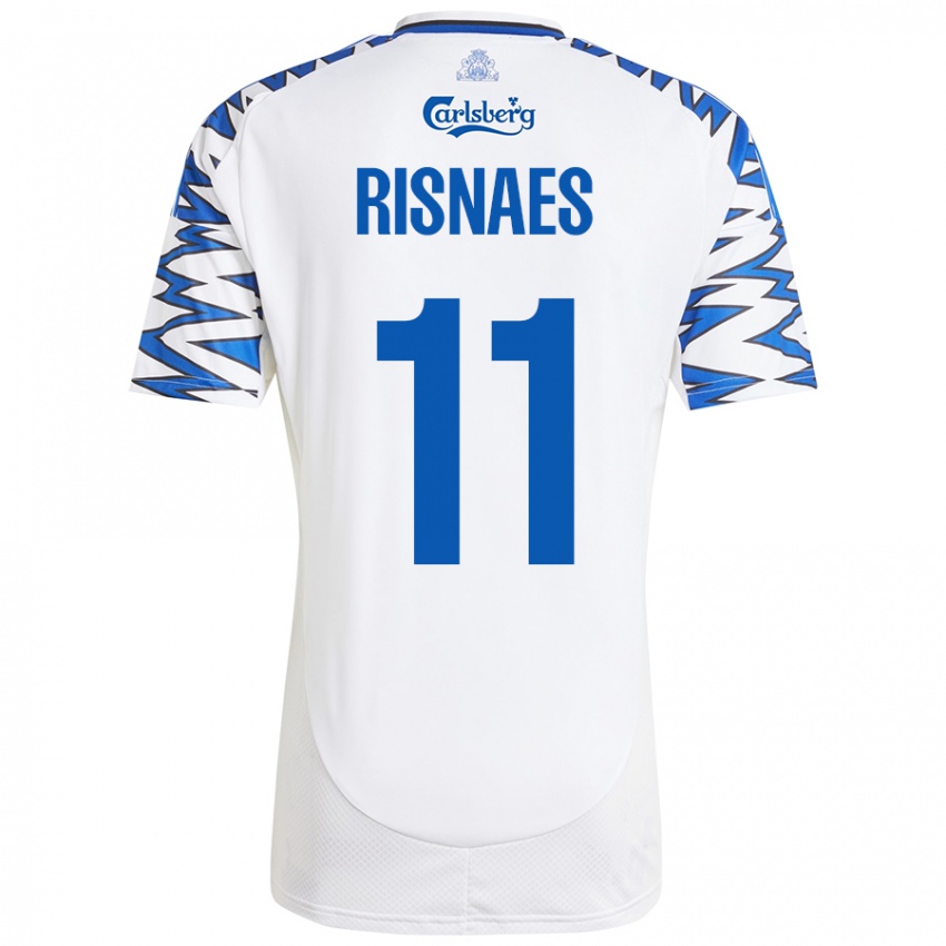 Criança Camisola Roberto Risnaes #11 Céu Branco Azul Principal 2024/25 Camisa