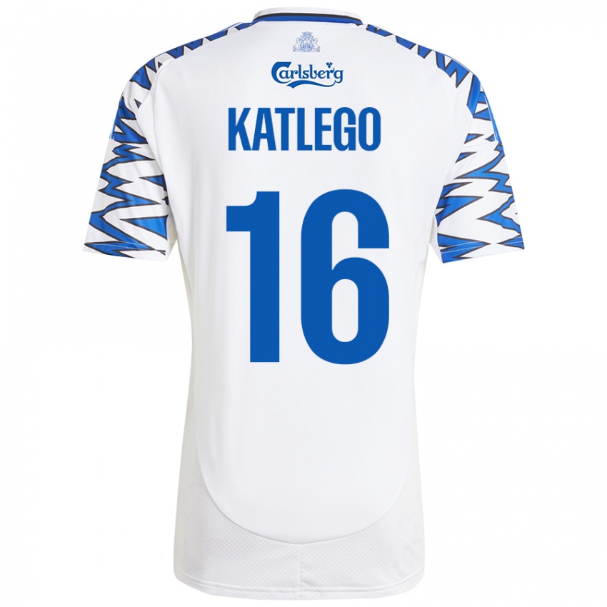 Criança Camisola David Katlego #16 Céu Branco Azul Principal 2024/25 Camisa