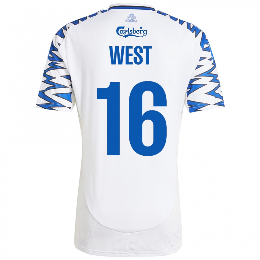 Criança Camisola Liam West #16 Céu Branco Azul Principal 2024/25 Camisa