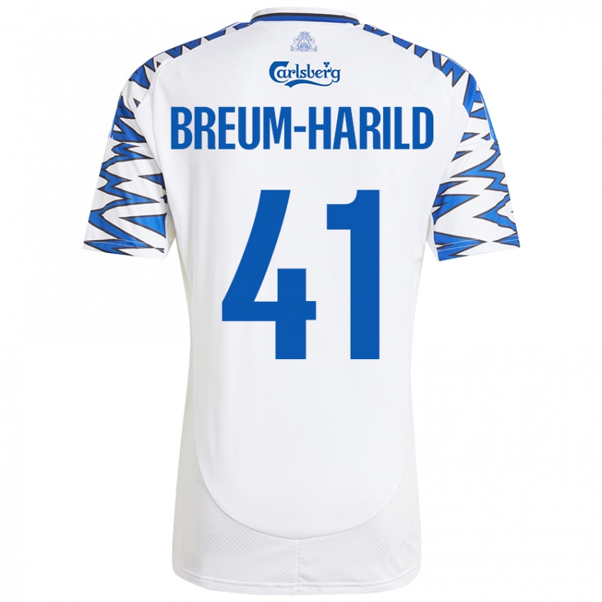 Criança Camisola Tobias Breum-Harild #41 Céu Branco Azul Principal 2024/25 Camisa