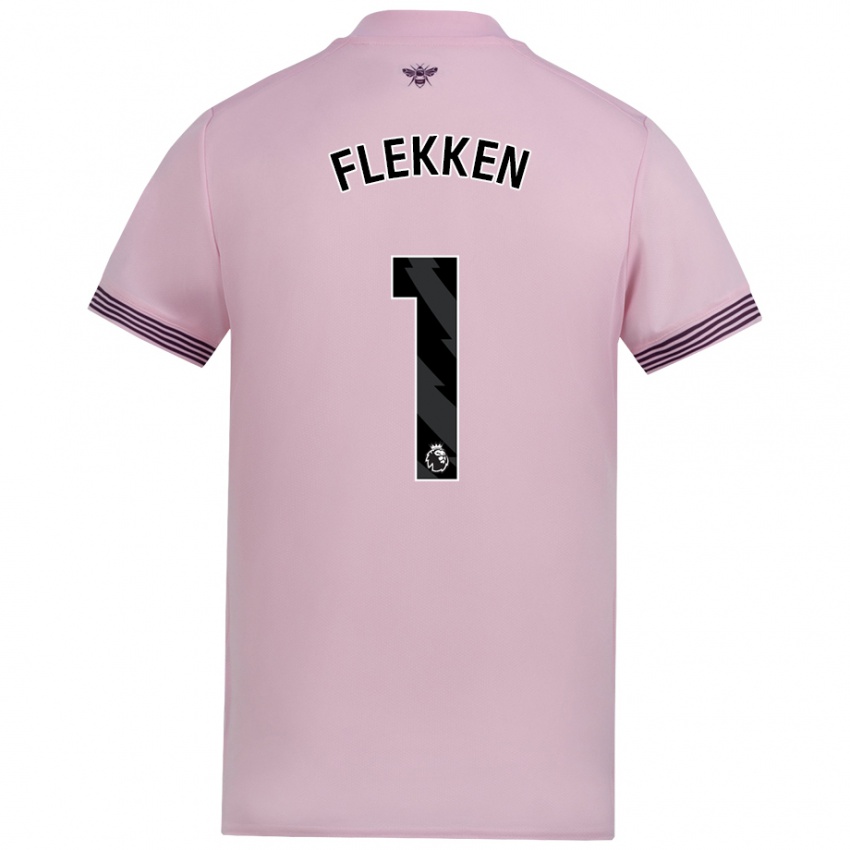 Criança Camisola Mark Flekken #1 Cor-De-Rosa Alternativa 2024/25 Camisa