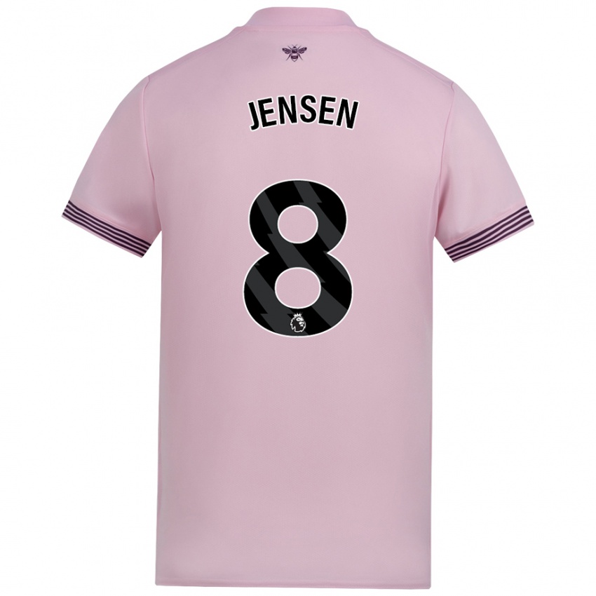 Criança Camisola Mathias Jensen #8 Cor-De-Rosa Alternativa 2024/25 Camisa