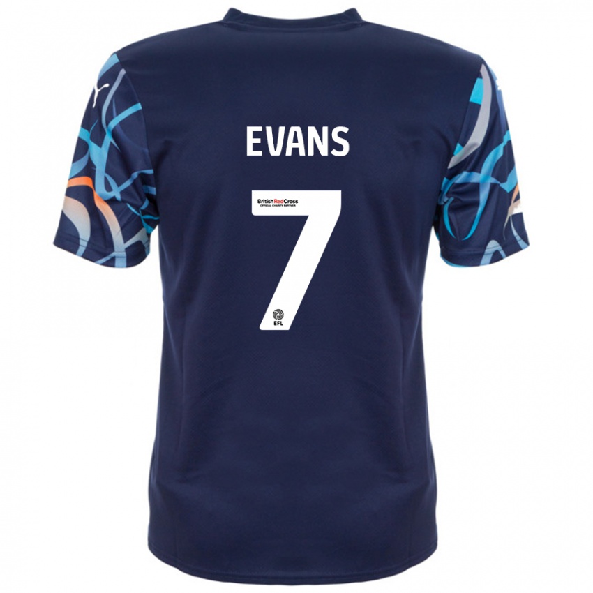 Criança Camisola Lee Evans #7 Azul Marinho Alternativa 2024/25 Camisa