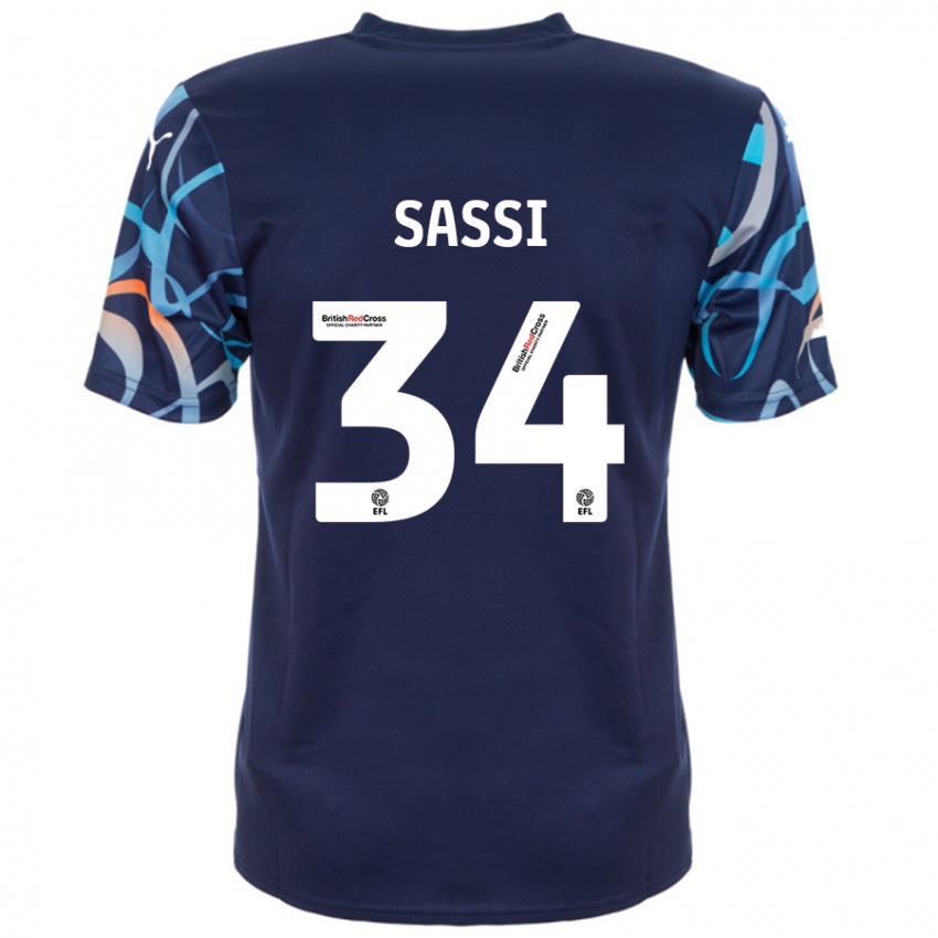 Criança Camisola Dan Sassi #34 Azul Marinho Alternativa 2024/25 Camisa