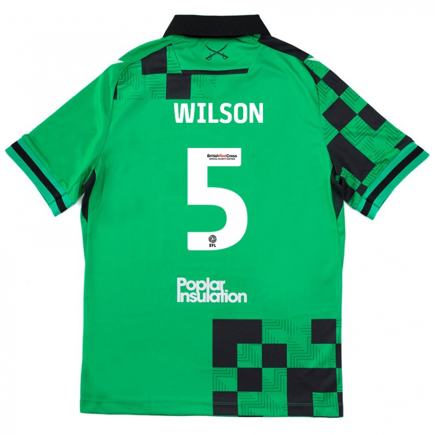 Criança Camisola James Wilson #5 Preto Verde Alternativa 2024/25 Camisa