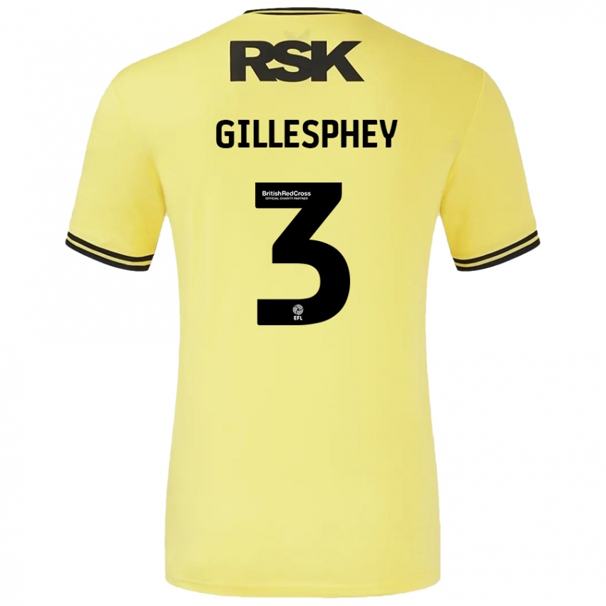 Criança Camisola Macaulay Gillesphey #3 Amarelo Preto Alternativa 2024/25 Camisa