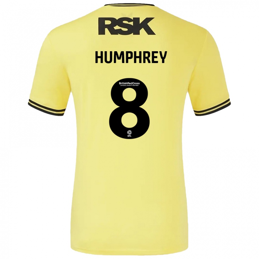 Criança Camisola Carla Humphrey #8 Amarelo Preto Alternativa 2024/25 Camisa