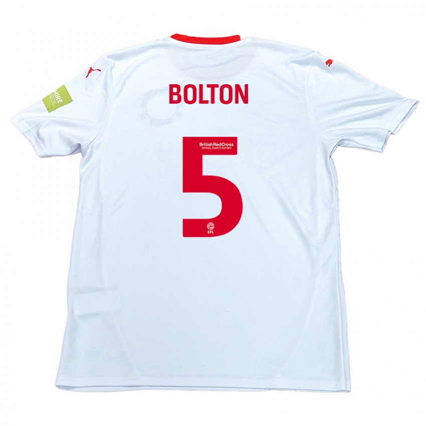 Criança Camisola James Bolton #5 Branco Alternativa 2024/25 Camisa