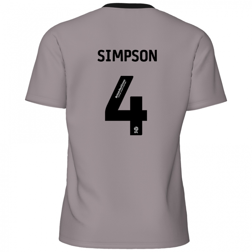 Criança Camisola Jack Simpson #4 Cinzento Alternativa 2024/25 Camisa