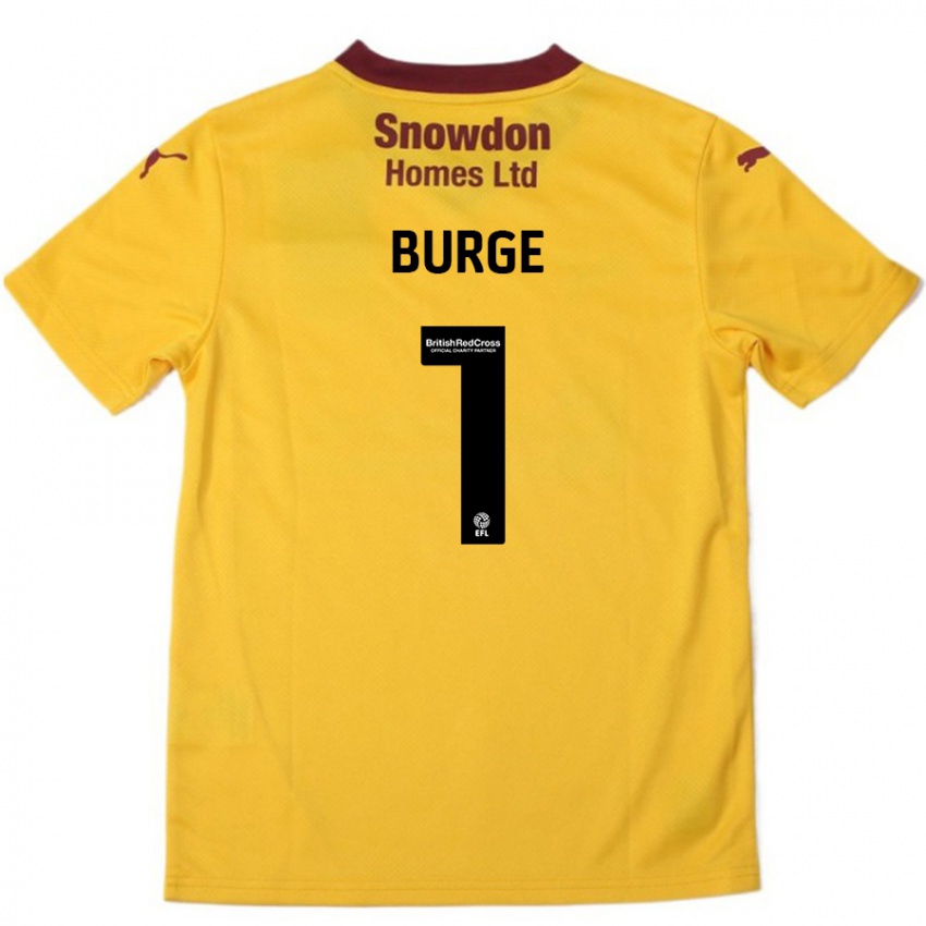 Criança Camisola Lee Burge #1 Borgonha Laranja Alternativa 2024/25 Camisa