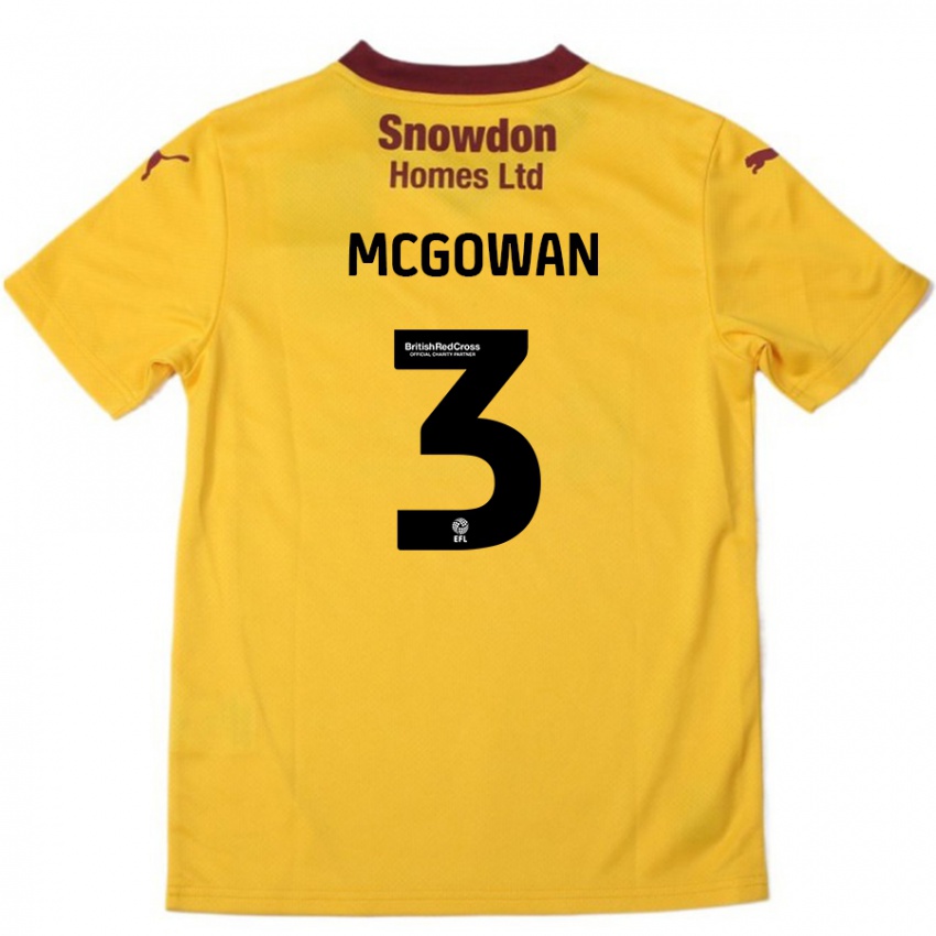 Criança Camisola Aaron Mcgowan #3 Borgonha Laranja Alternativa 2024/25 Camisa