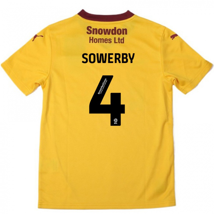 Criança Camisola Jack Sowerby #4 Borgonha Laranja Alternativa 2024/25 Camisa