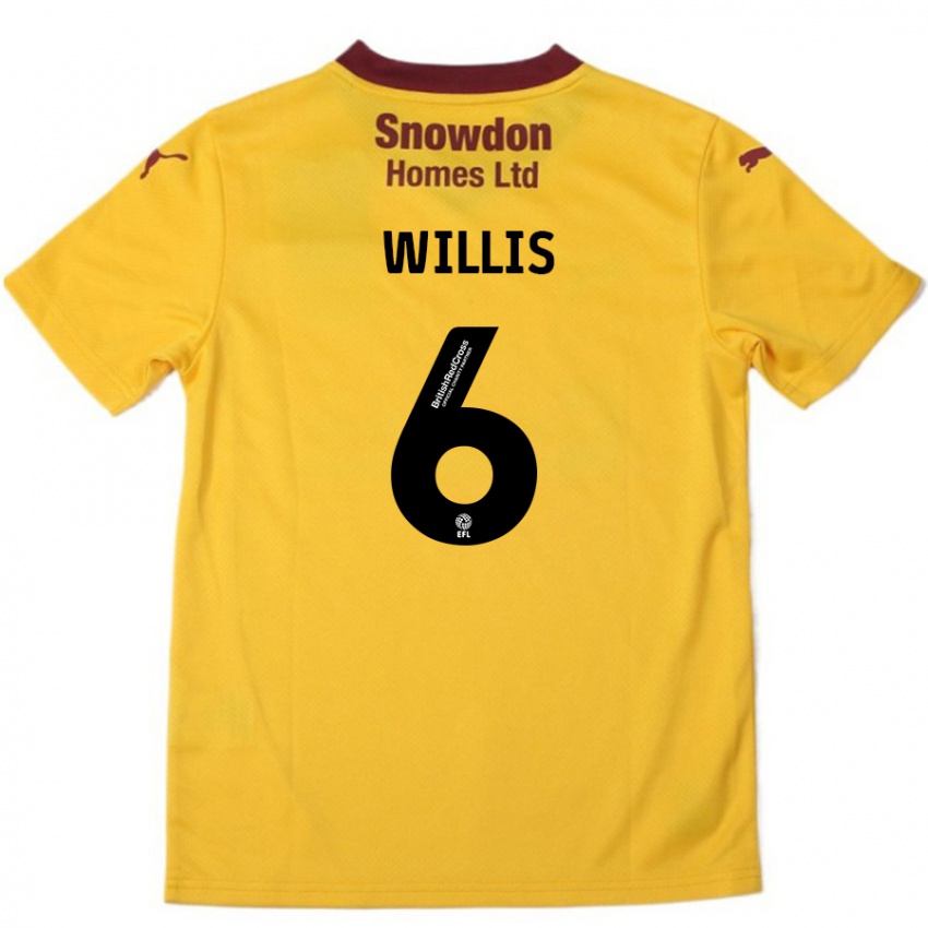 Criança Camisola Jordan Willis #6 Borgonha Laranja Alternativa 2024/25 Camisa