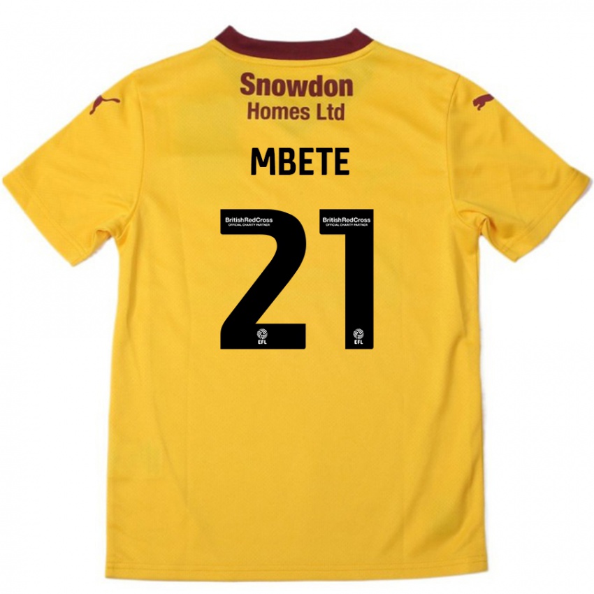 Criança Camisola Luke Mbete #21 Borgonha Laranja Alternativa 2024/25 Camisa