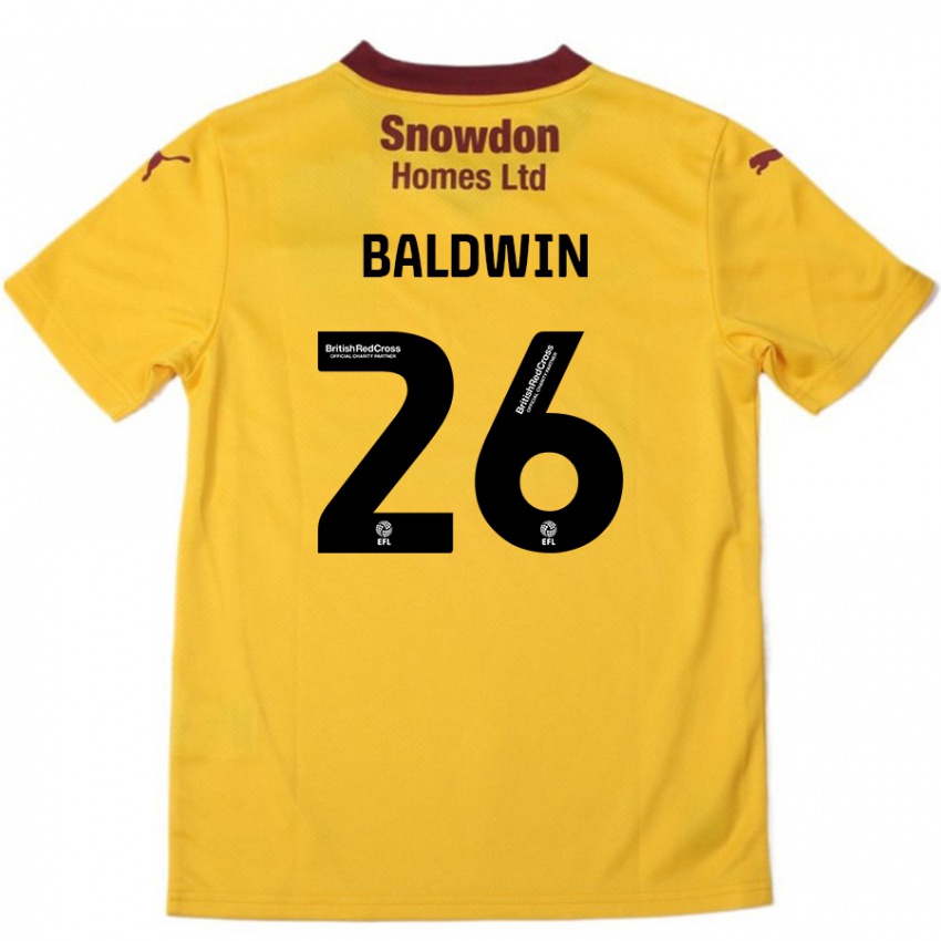 Criança Camisola Jack Baldwin #26 Borgonha Laranja Alternativa 2024/25 Camisa