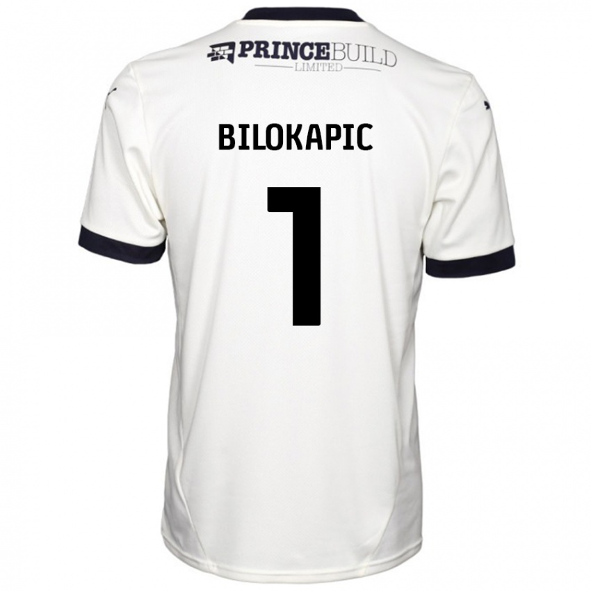 Criança Camisola Nicholas Bilokapic #1 Fora De Branco Preto Alternativa 2024/25 Camisa