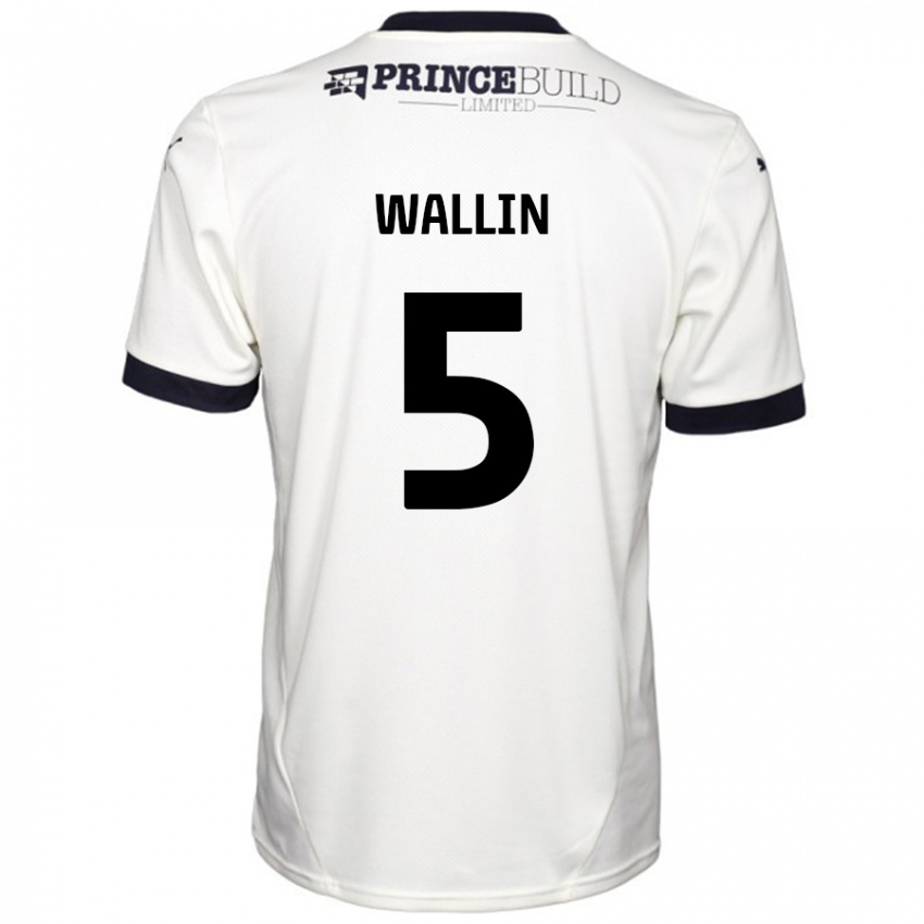 Criança Camisola Oscar Wallin #5 Fora De Branco Preto Alternativa 2024/25 Camisa