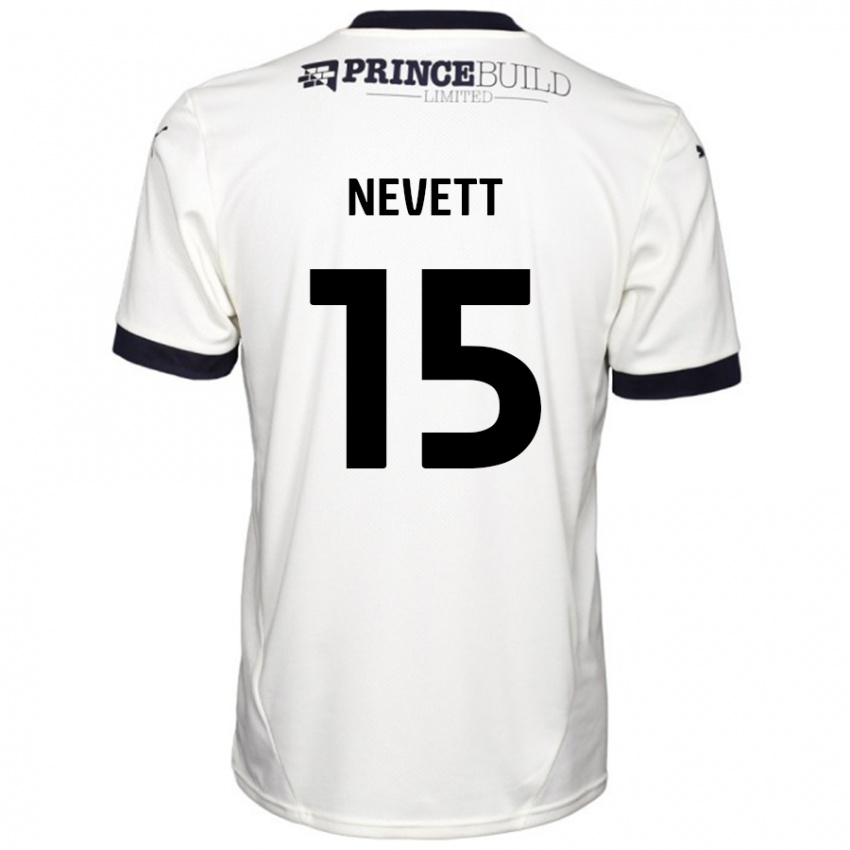 Criança Camisola George Nevett #15 Fora De Branco Preto Alternativa 2024/25 Camisa