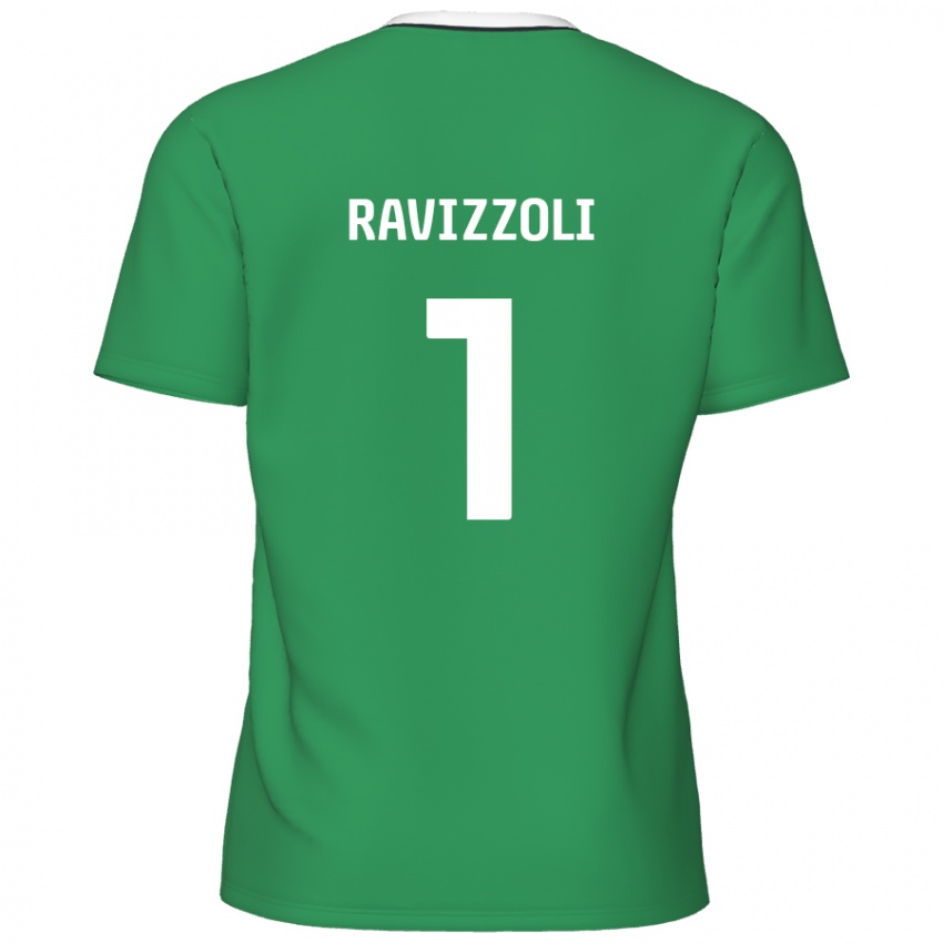 Criança Camisola Franco Ravizzoli #1 Listras Brancas Verdes Alternativa 2024/25 Camisa