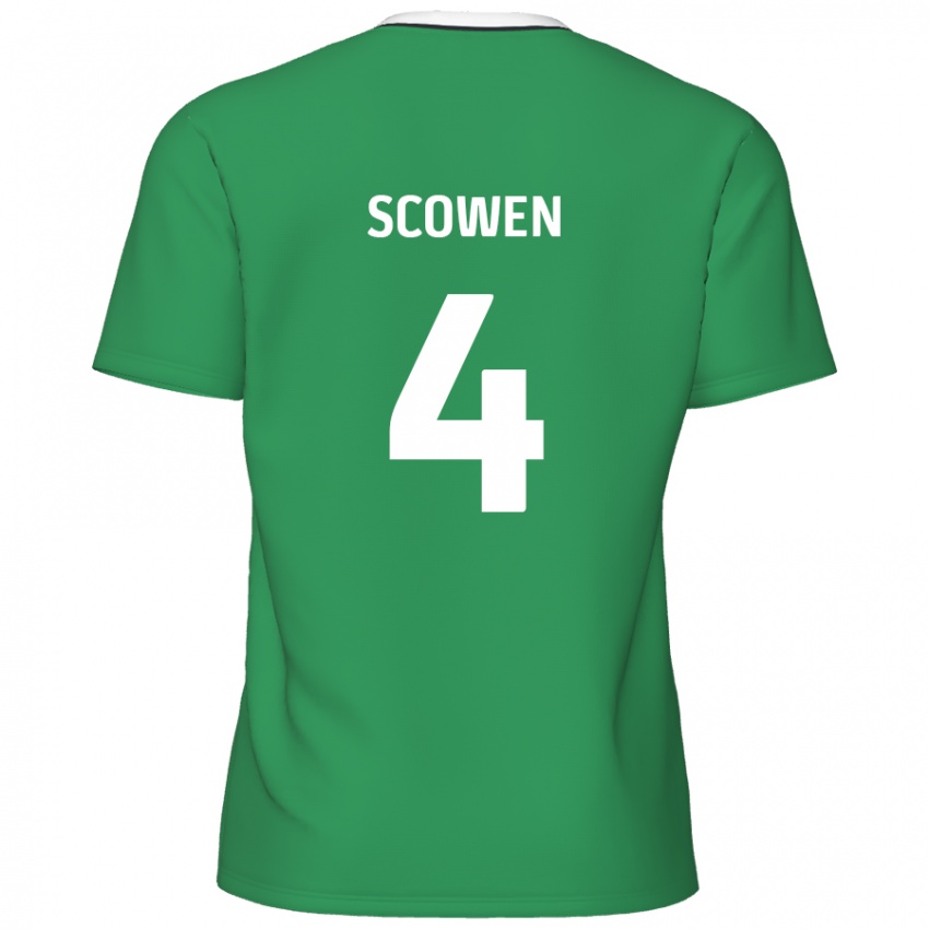 Criança Camisola Josh Scowen #4 Listras Brancas Verdes Alternativa 2024/25 Camisa