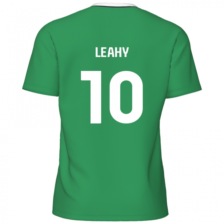 Criança Camisola Luke Leahy #10 Listras Brancas Verdes Alternativa 2024/25 Camisa