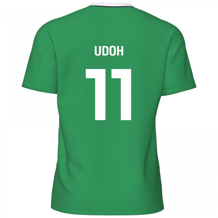 Criança Camisola Daniel Udoh #11 Listras Brancas Verdes Alternativa 2024/25 Camisa