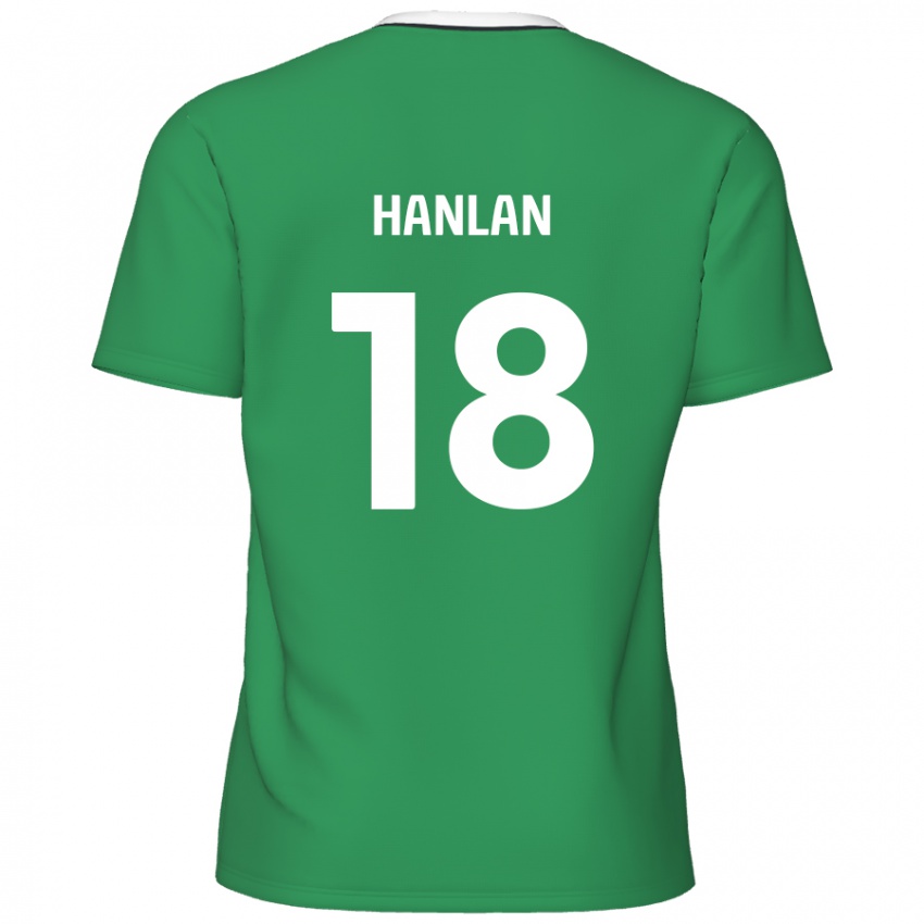 Criança Camisola Brandon Hanlan #18 Listras Brancas Verdes Alternativa 2024/25 Camisa