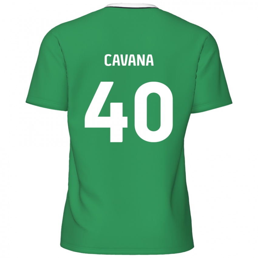 Criança Camisola Max Cavana #40 Listras Brancas Verdes Alternativa 2024/25 Camisa