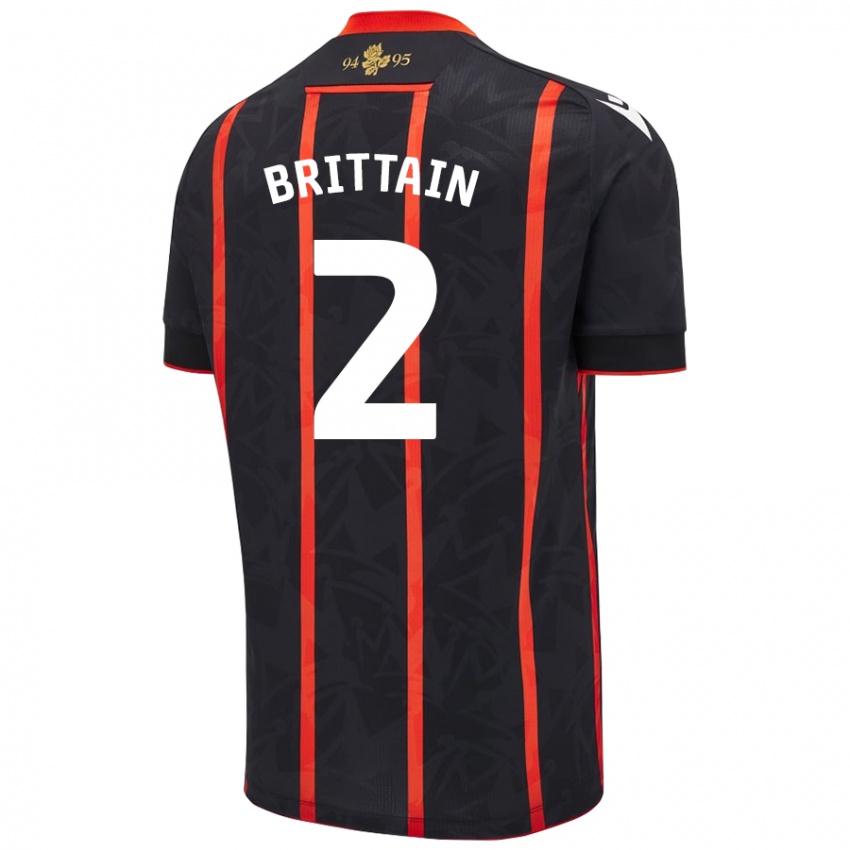 Criança Camisola Callum Brittain #2 Vermelho Preto Alternativa 2024/25 Camisa