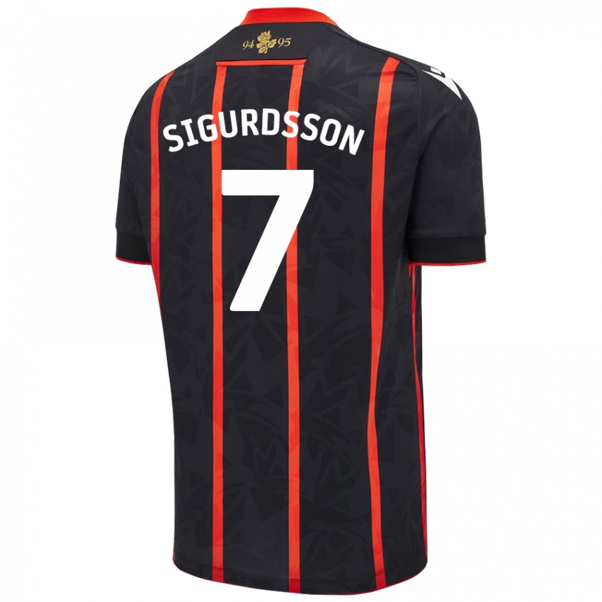 Criança Camisola Arnór Sigurdsson #7 Vermelho Preto Alternativa 2024/25 Camisa