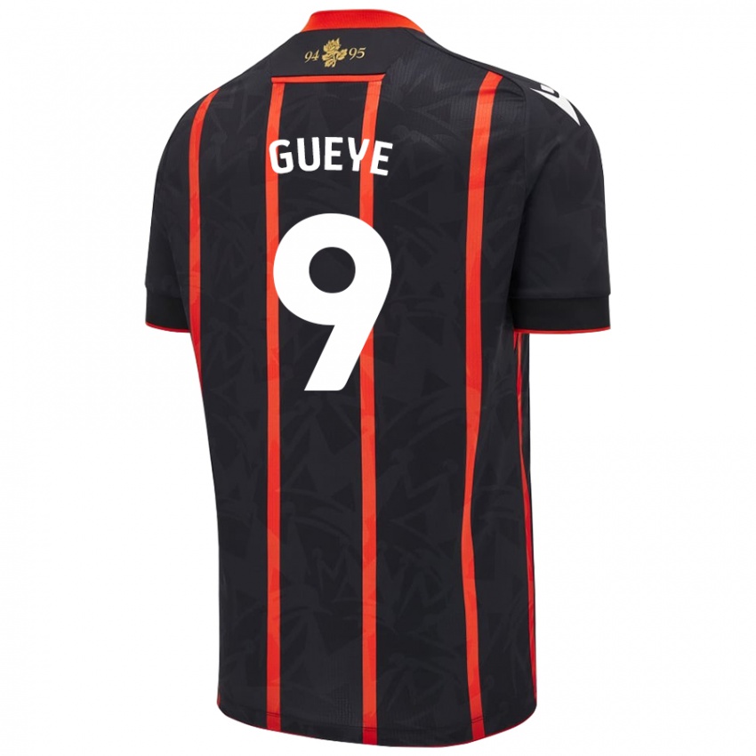 Criança Camisola Makhtar Gueye #9 Vermelho Preto Alternativa 2024/25 Camisa