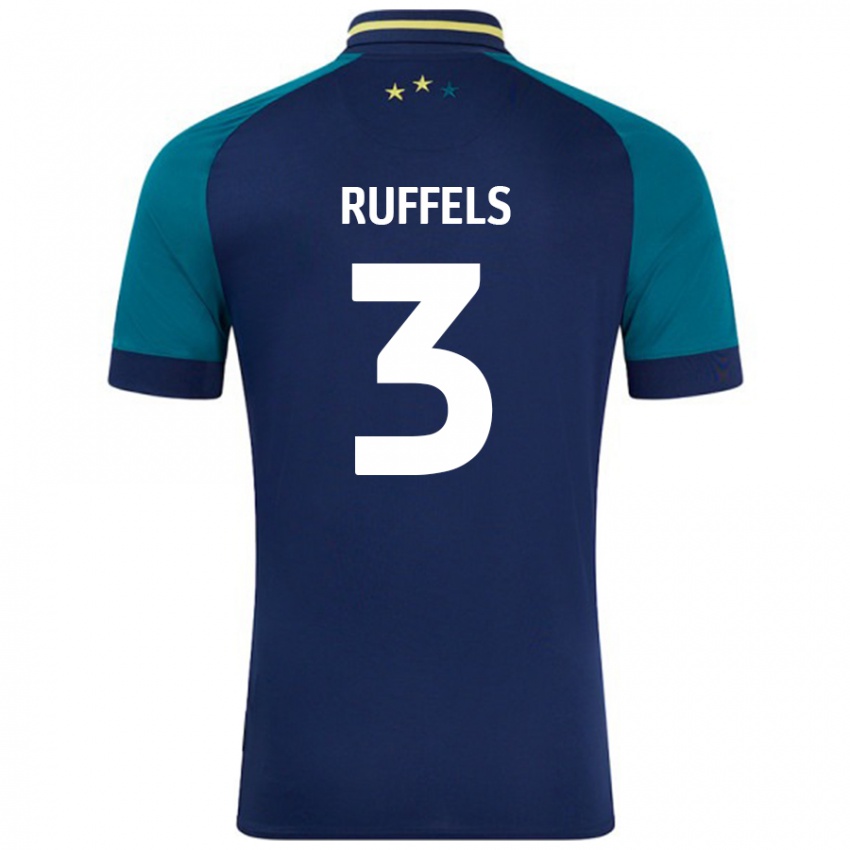 Criança Camisola Josh Ruffels #3 Verde Da Marinha Verde Alternativa 2024/25 Camisa