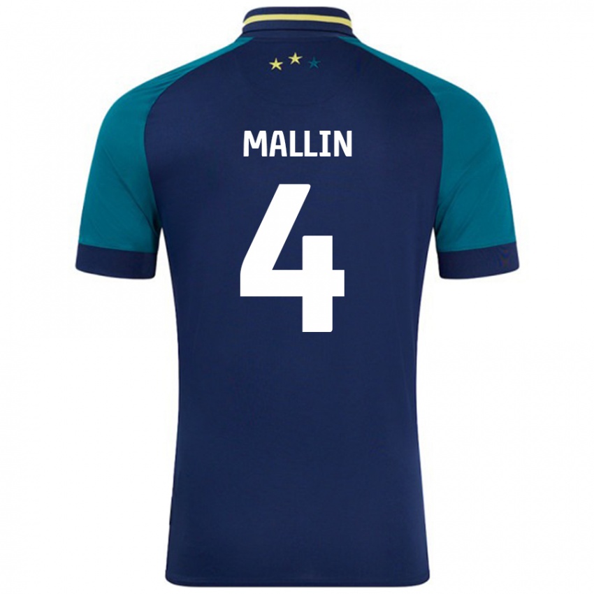 Criança Camisola Kate Mallin #4 Verde Da Marinha Verde Alternativa 2024/25 Camisa