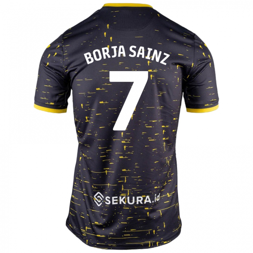 Criança Camisola Borja Sainz #7 Amarelo Preto Alternativa 2024/25 Camisa