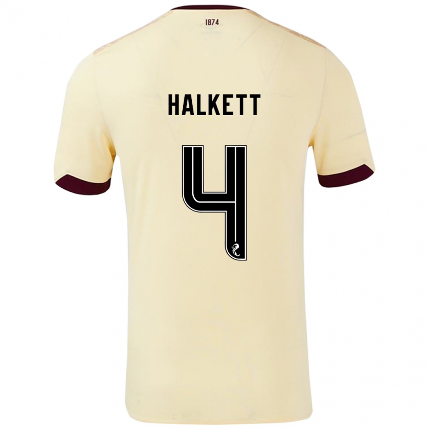 Criança Camisola Craig Halkett #4 Borgonha Creme Alternativa 2024/25 Camisa