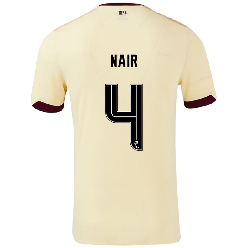 Criança Camisola Kenzi Nair #4 Borgonha Creme Alternativa 2024/25 Camisa