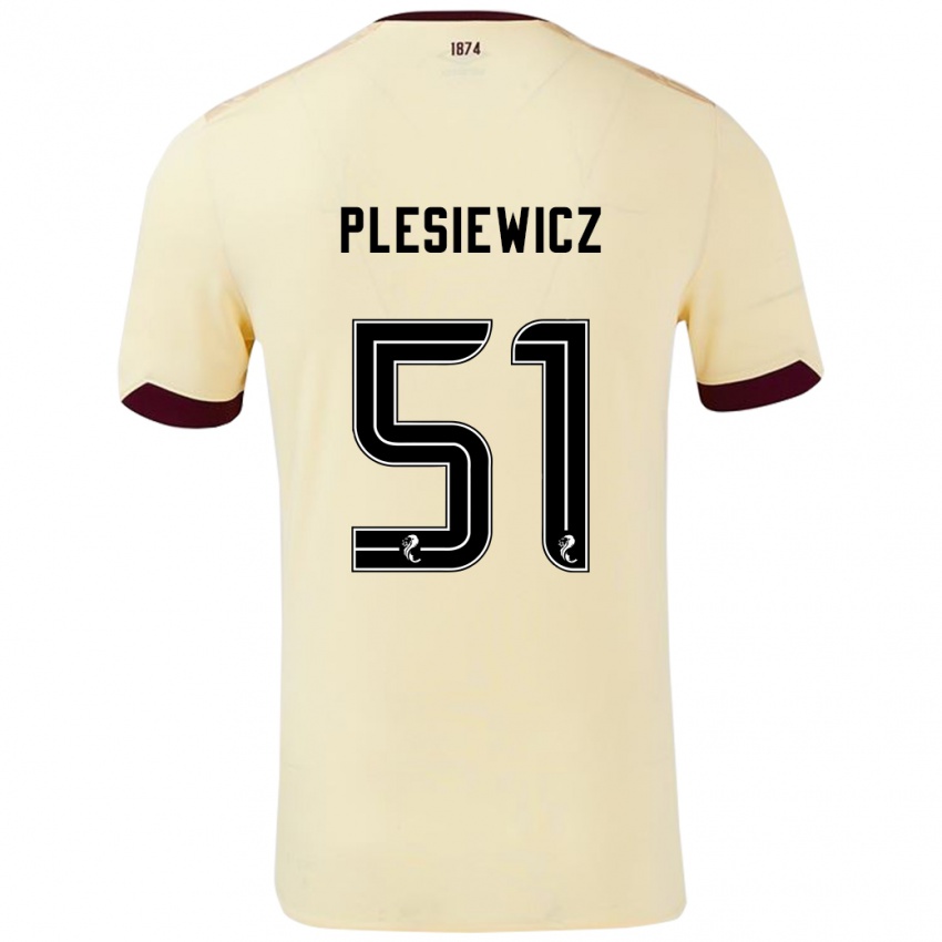 Criança Camisola Szymon Plesiewicz #51 Borgonha Creme Alternativa 2024/25 Camisa