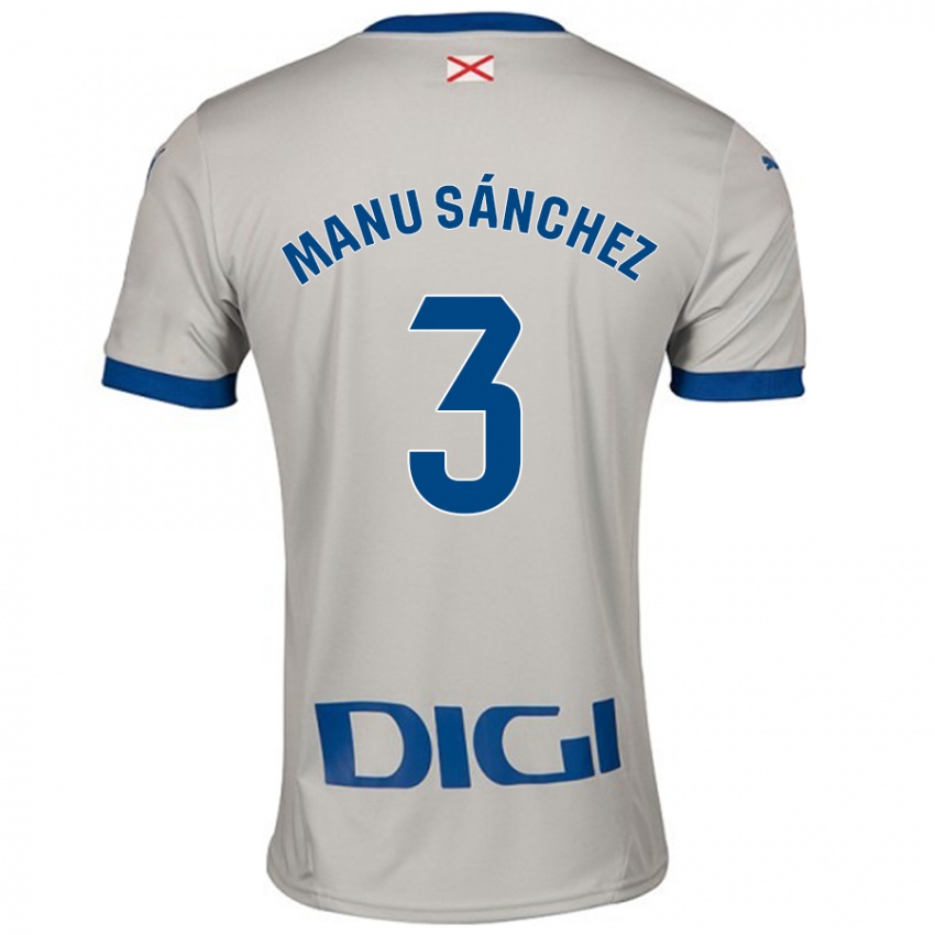 Criança Camisola Manu Sanchez #3 Cinza Leve Alternativa 2024/25 Camisa