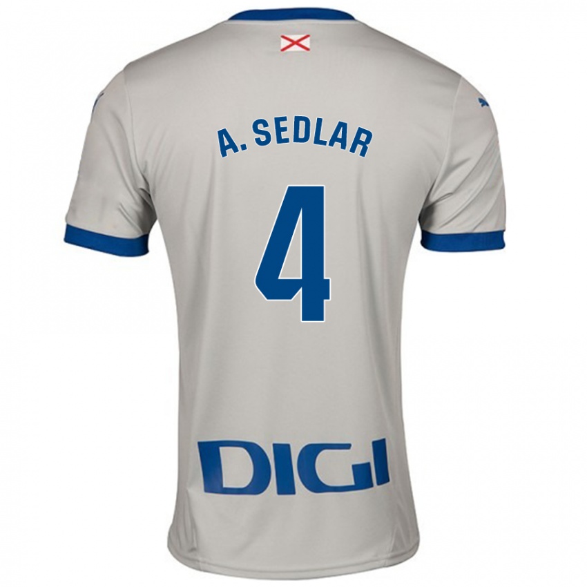 Criança Camisola Aleksandar Sedlar #4 Cinza Leve Alternativa 2024/25 Camisa