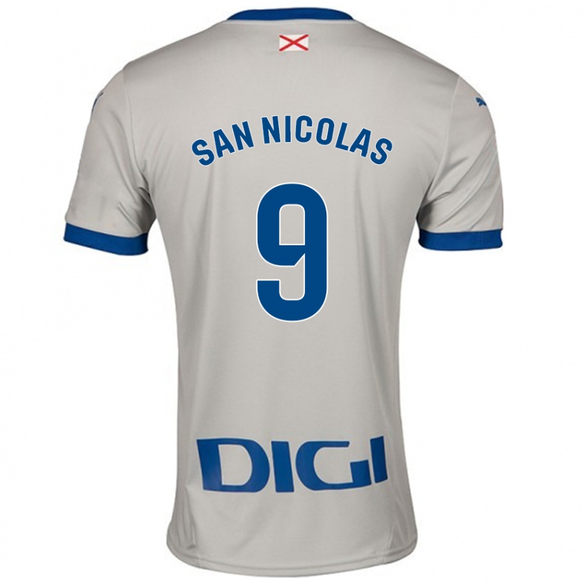 Criança Camisola Olga San Nicolás #9 Cinza Leve Alternativa 2024/25 Camisa