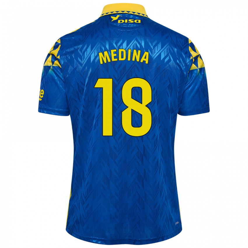 Criança Camisola Iván Medina #18 Amarelo Azul Alternativa 2024/25 Camisa