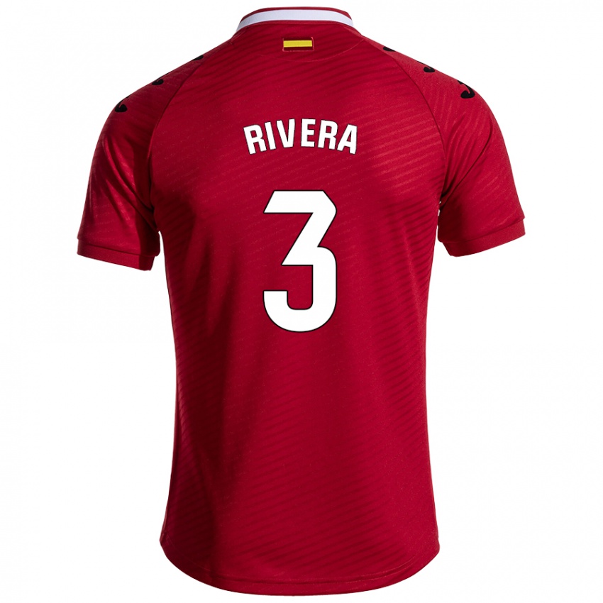 Criança Camisola Gorka Rivera #3 Vermelho Escuro Alternativa 2024/25 Camisa