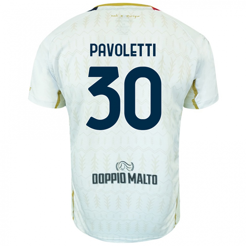 Criança Camisola Leonardo Pavoletti #30 Branco Alternativa 2024/25 Camisa