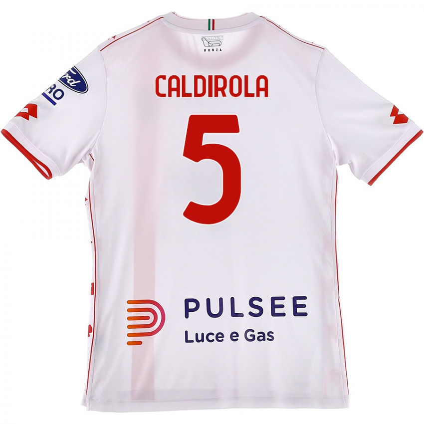 Criança Camisola Luca Caldirola #5 Branco Vermelho Alternativa 2024/25 Camisa