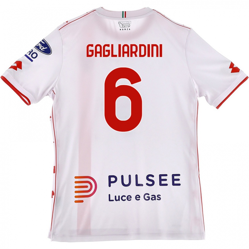 Criança Camisola Roberto Gagliardini #6 Branco Vermelho Alternativa 2024/25 Camisa