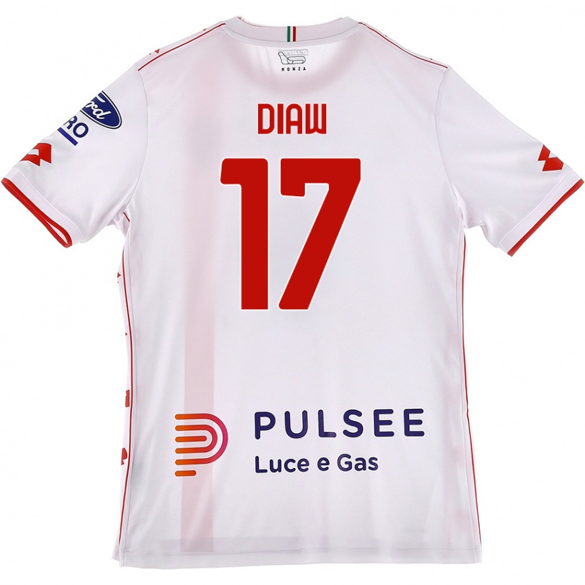 Criança Camisola Davide Diaw #17 Branco Vermelho Alternativa 2024/25 Camisa