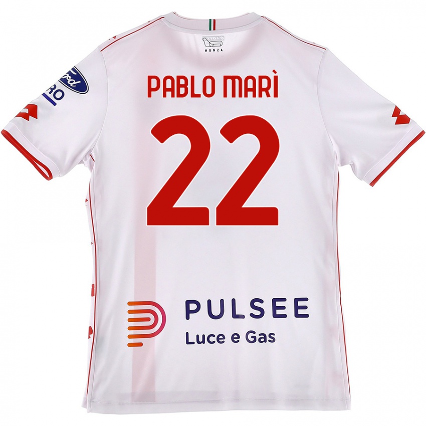 Criança Camisola Pablo Marí #22 Branco Vermelho Alternativa 2024/25 Camisa