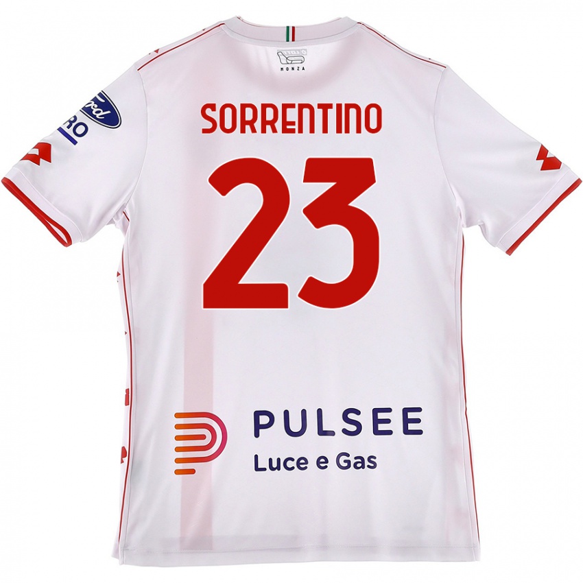 Criança Camisola Alessandro Sorrentino #23 Branco Vermelho Alternativa 2024/25 Camisa