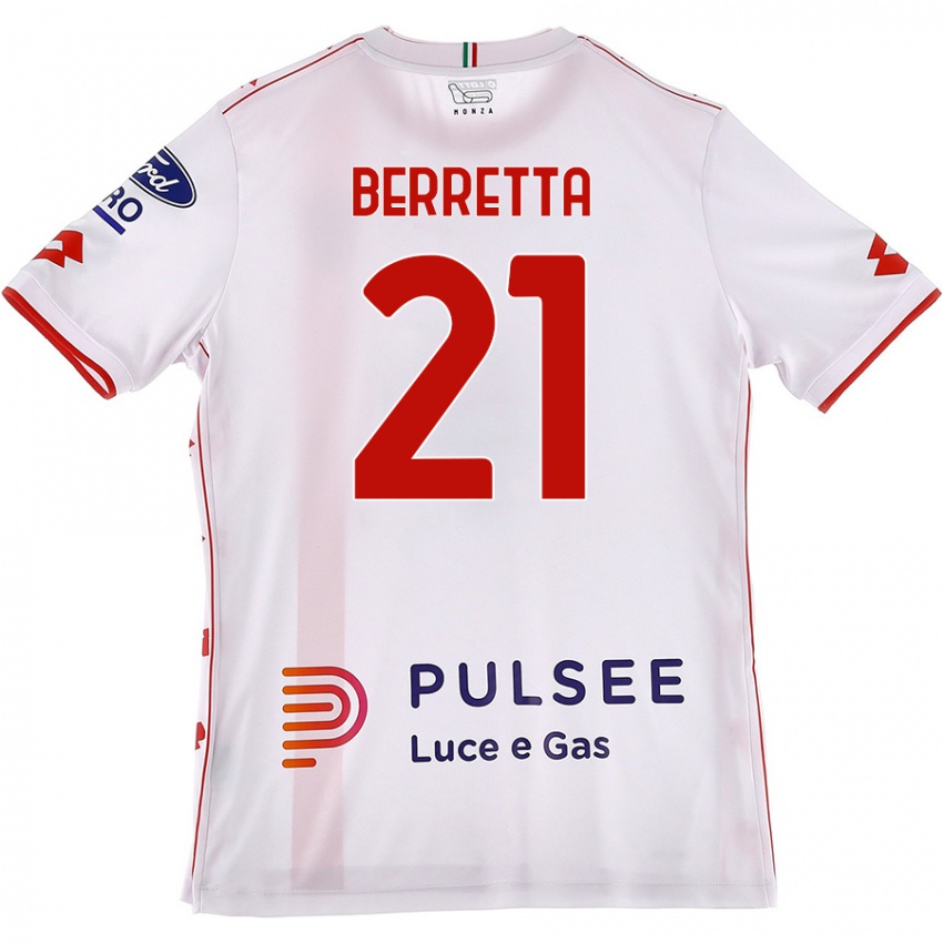 Criança Camisola Alessandro Berretta #21 Branco Vermelho Alternativa 2024/25 Camisa