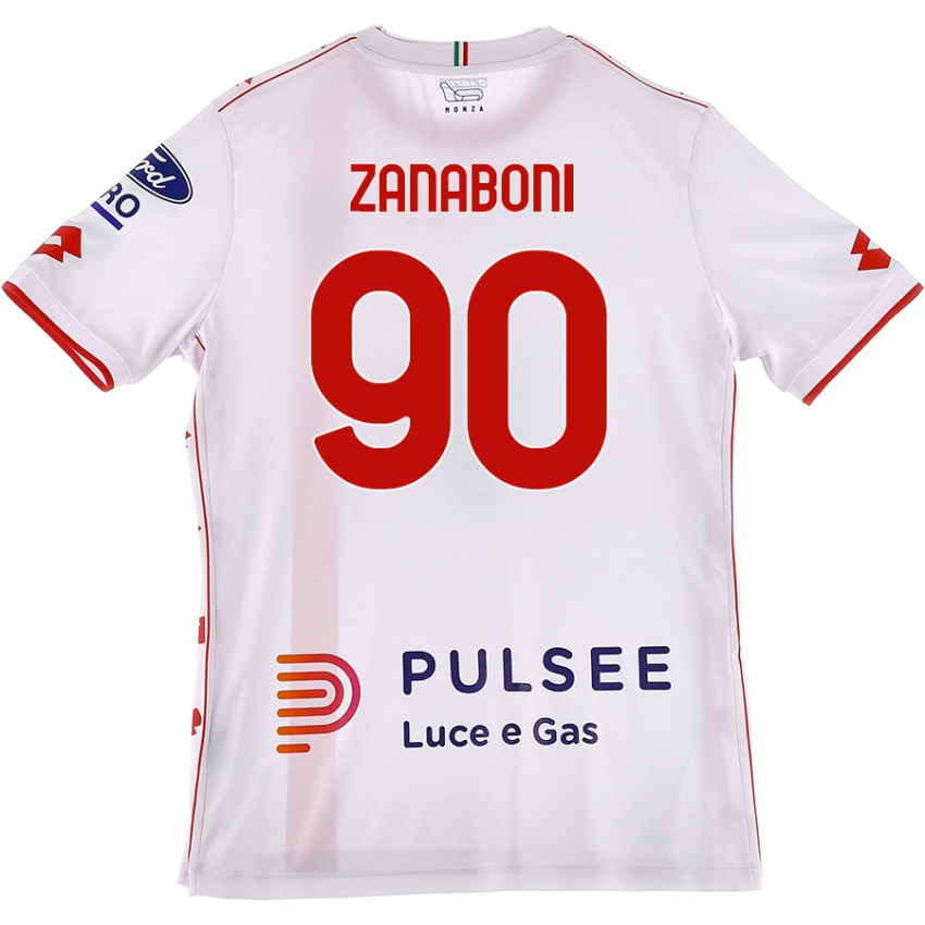 Criança Camisola Emanuele Zanaboni #90 Branco Vermelho Alternativa 2024/25 Camisa